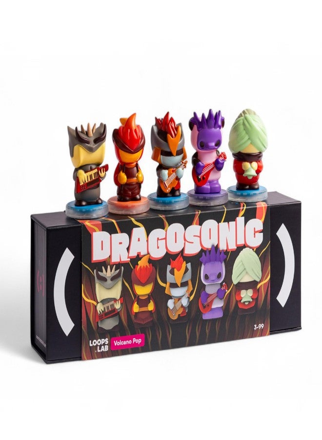LOOPS Dragosonic - 5-Piece Volcano Pop Music Band Interactive Collectible Figurine Set - Image 1